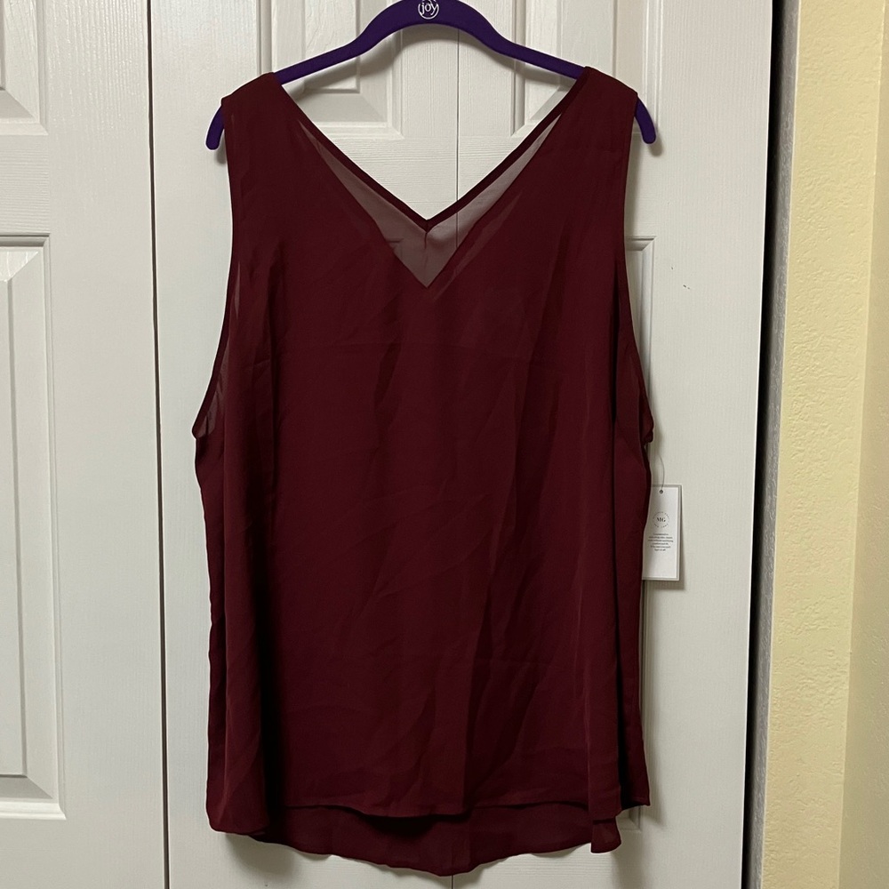 Elegant Burgundy V-Neck Tank Top